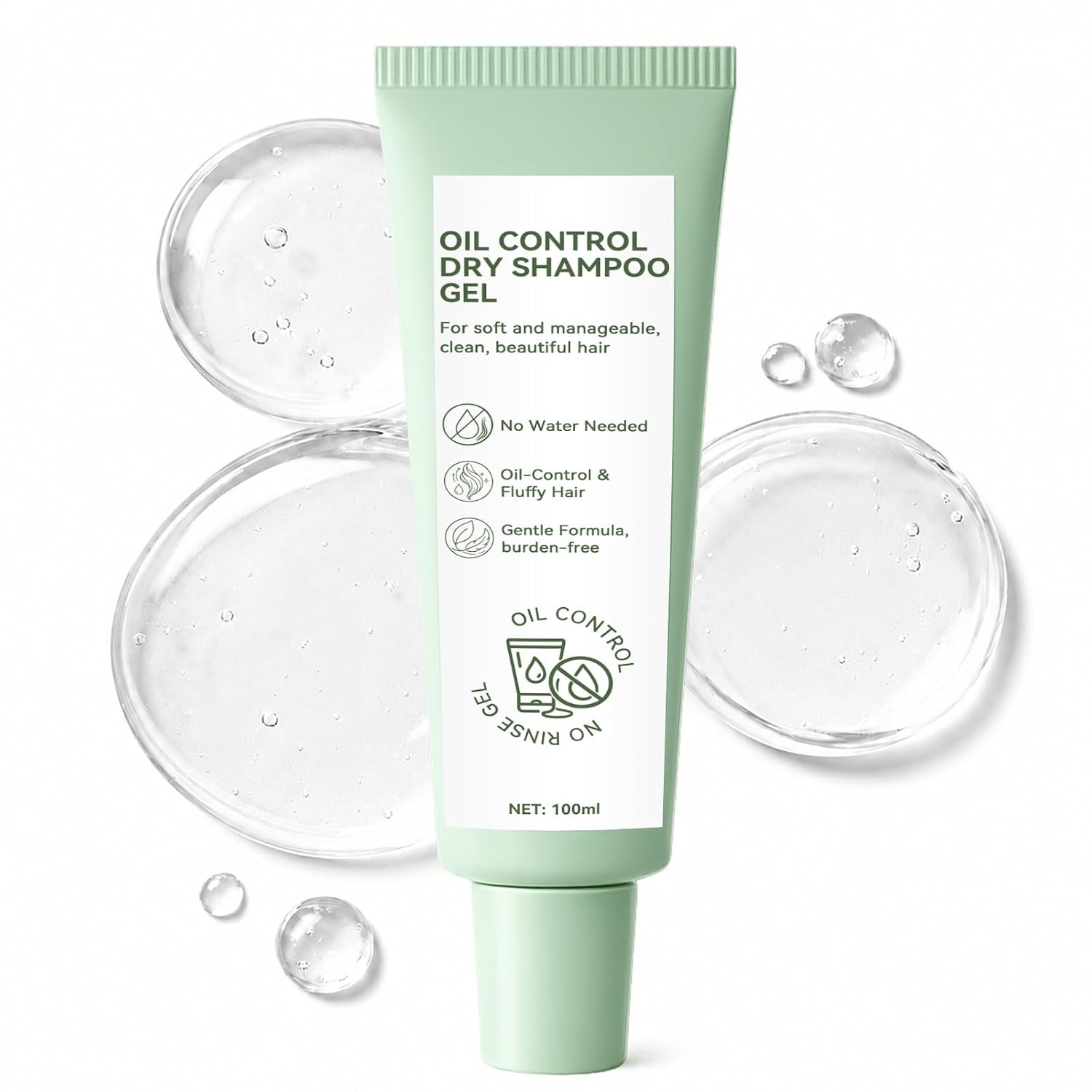 Dry Shampoo Gel, Oil Control, Volumizing Hair Refresher, No Rinse, 100ml | Dry Shampoo Cream, Absorbs Excess Oil, Volumizing Effect, Quick Hair Refresh, No White Remains, Easy Application