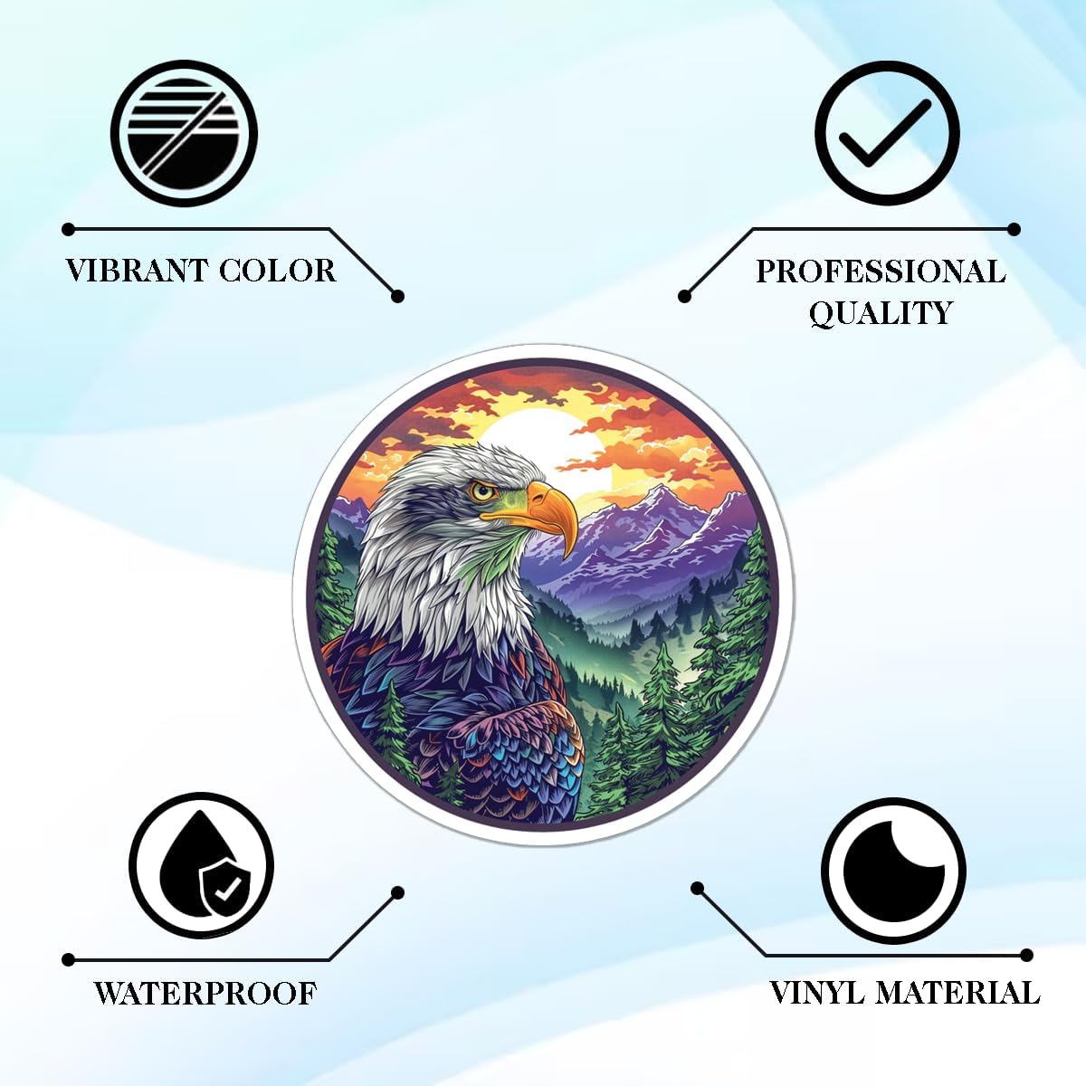 64PCS Eagle Stickers – Bald Eagle American Patriotic Vinyl Stickers Waterproof for Laptop, Water Bottle, Car, Adults & Teens image 5