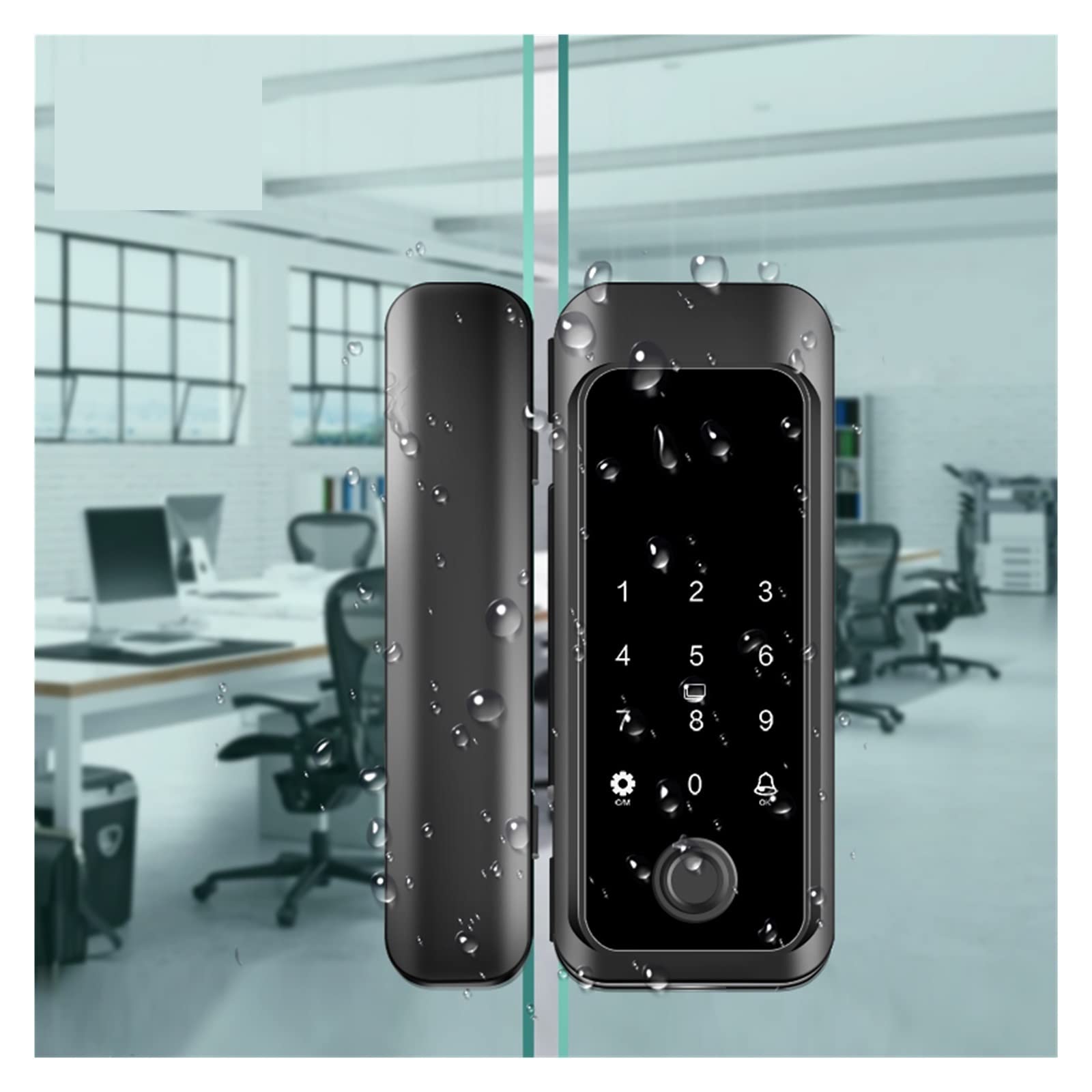 Smart Lock, Wodoodporna zewnętrzna blokada linii papilarnych odpowiednia do drzwi o grubości 10-12 mm Inteligentna aplikacja domowa Tuya Control,do sypialni, biur i hoteli(Wooden Door2)