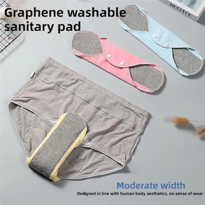 4PCS Reusable Graphene Absorbent Pads for Women, Ultra Thin Washable Pads for Women with Honeycomb Absorbent Layers, Leakproof Cloth Pads