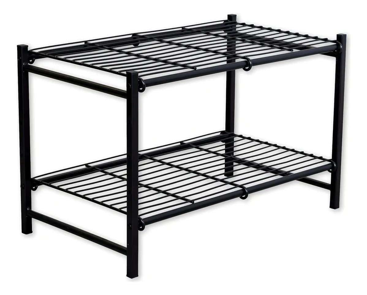 Heavy-Duty Metal Storage Rack, Foldable & Stackable Kitchen Cabinet Shelf Organizer, 2-Tier Wire Shoe Rack for Entryway, Closet & Pantry, Space-Saving Steel Countertop Utility Shelf, No-Tool Assembly-image-43