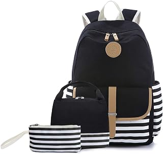 Createy Backpack for Girls, School Backpack Kids Bookbags Teens Canvas School Bags Girls Backpack with Lunch Box Pencil Case