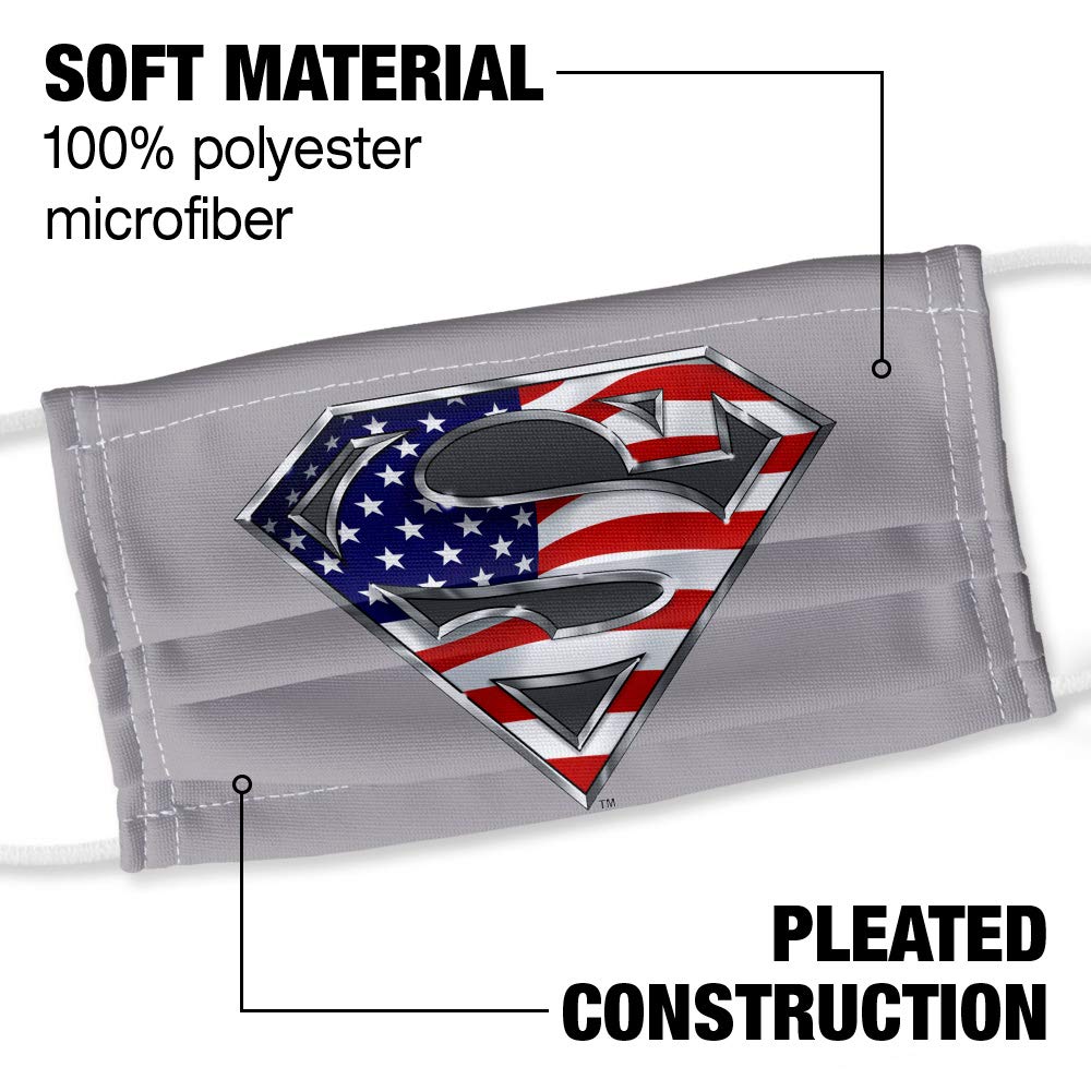 Popfunk Superman All-American 1-Ply Reusable Face Mask Covering with Adjustable Nose Wire, Unisex