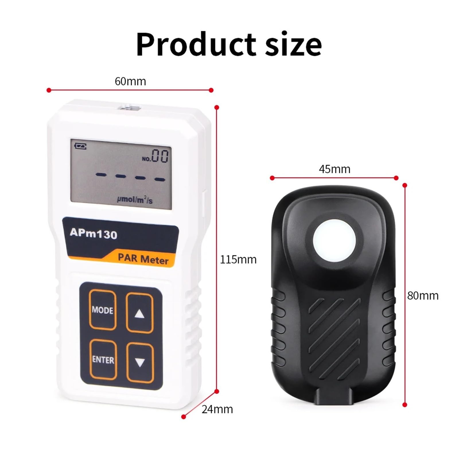 Medidor PAR digital APM130 con sensor impermeable PPFD 400-700 nm | Probador de luz de registro de datos de plantas de radiación fotosintética