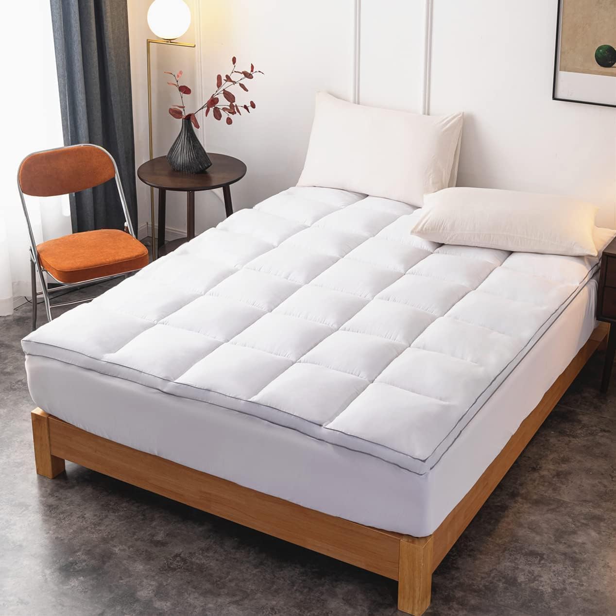 DROVAN Mattress Pad Twin XL Size - Extra Thick Mattress Topper Cover - Pillow Top Deep Pocket with Breathable 7D Spiral Fiber Filling Cooling Mattress Cover