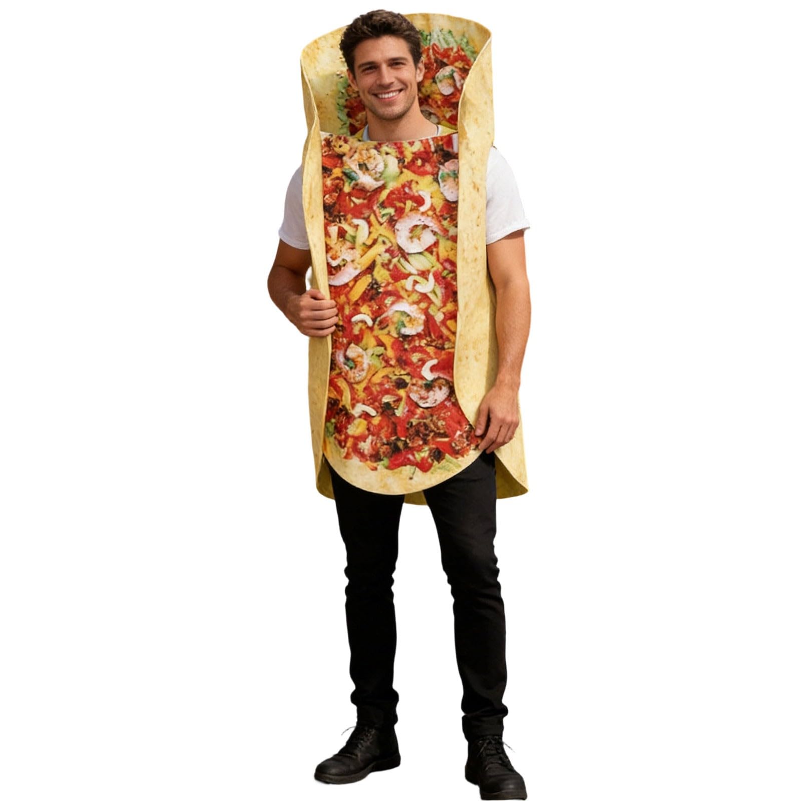 Disfraz de taco para adultos, divertido disfraz de comida, sombrero de taco, disfraz de tortilla de burritos mexicanos, disfraz formal de Halloween