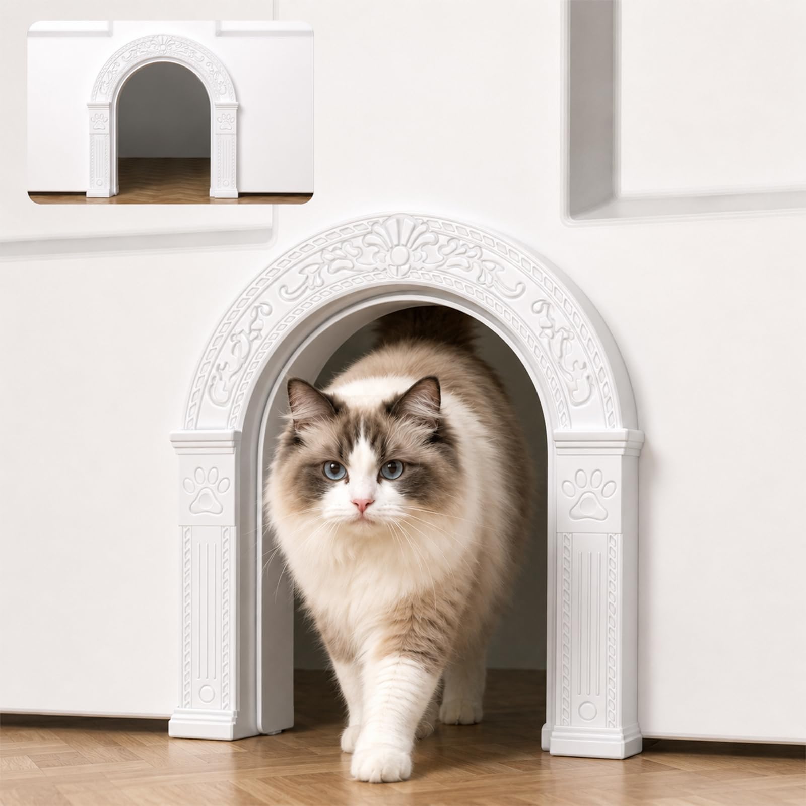 XL Cat Door for Interior Doors Easy to Install in Minutes, No-Flap, White