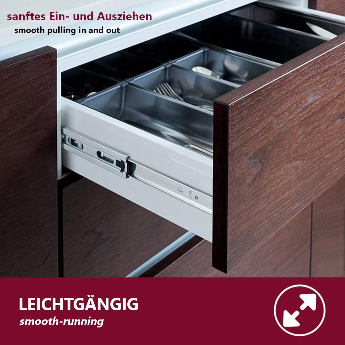 Cammeciso Hubtisch-Schubladenführungen - Vollauszug Mit Softclose