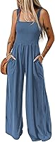 Dokotoo Women's Sleeveless Loose Fit Wide Leg Overalls Jumpsuit Romper with Pockets - Casual Summer One Piece