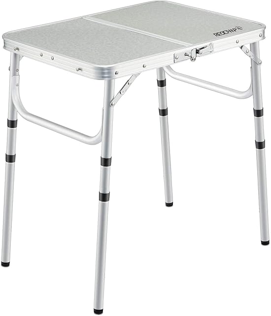 REDCAMP 2ft Folding Camping Table with Adjustable Height, Portable Foldable Picnic Tables for Outdoor Indoor Kitchen Garden, 3 Height (26/49/60)