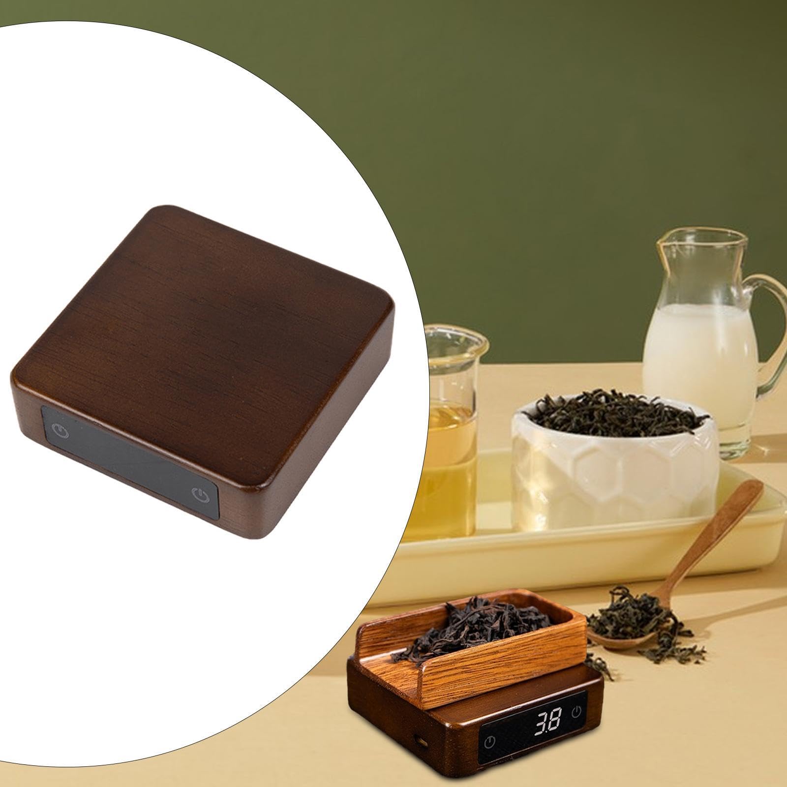 Qianly Digital de Bolsillo, Minibalanza de Madera de 500 G/0,1 G, Electrónica Portátil de Alta Precisión, para Alimentos, Par, Marrón Oscuro, Individual