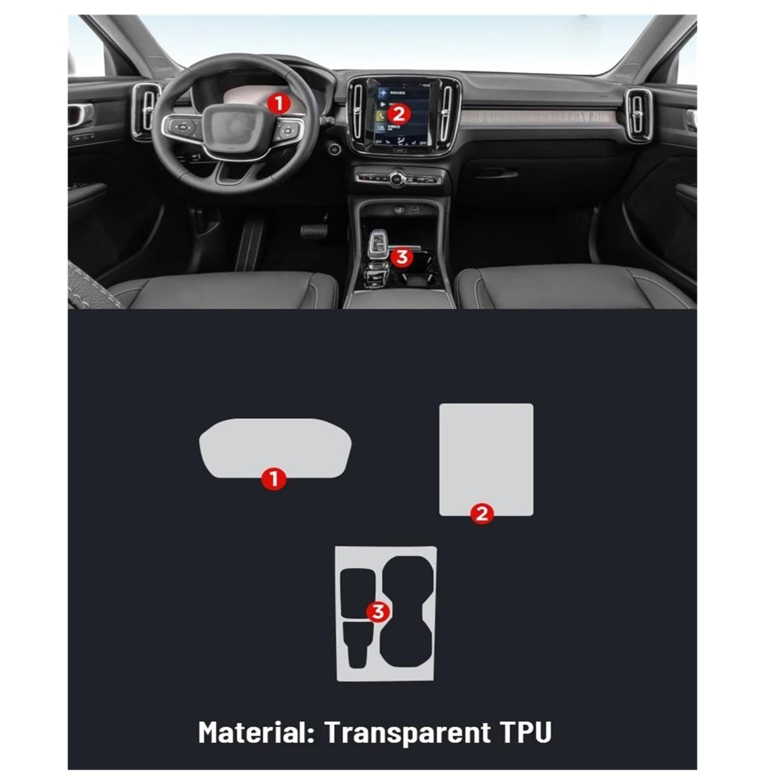 Navigation Schutzfolie Für VOLVO Für XC40 2020-2024 Auto Interior Center Konsole Media Dashboard Navigation TPU Schutz Film Zubehör