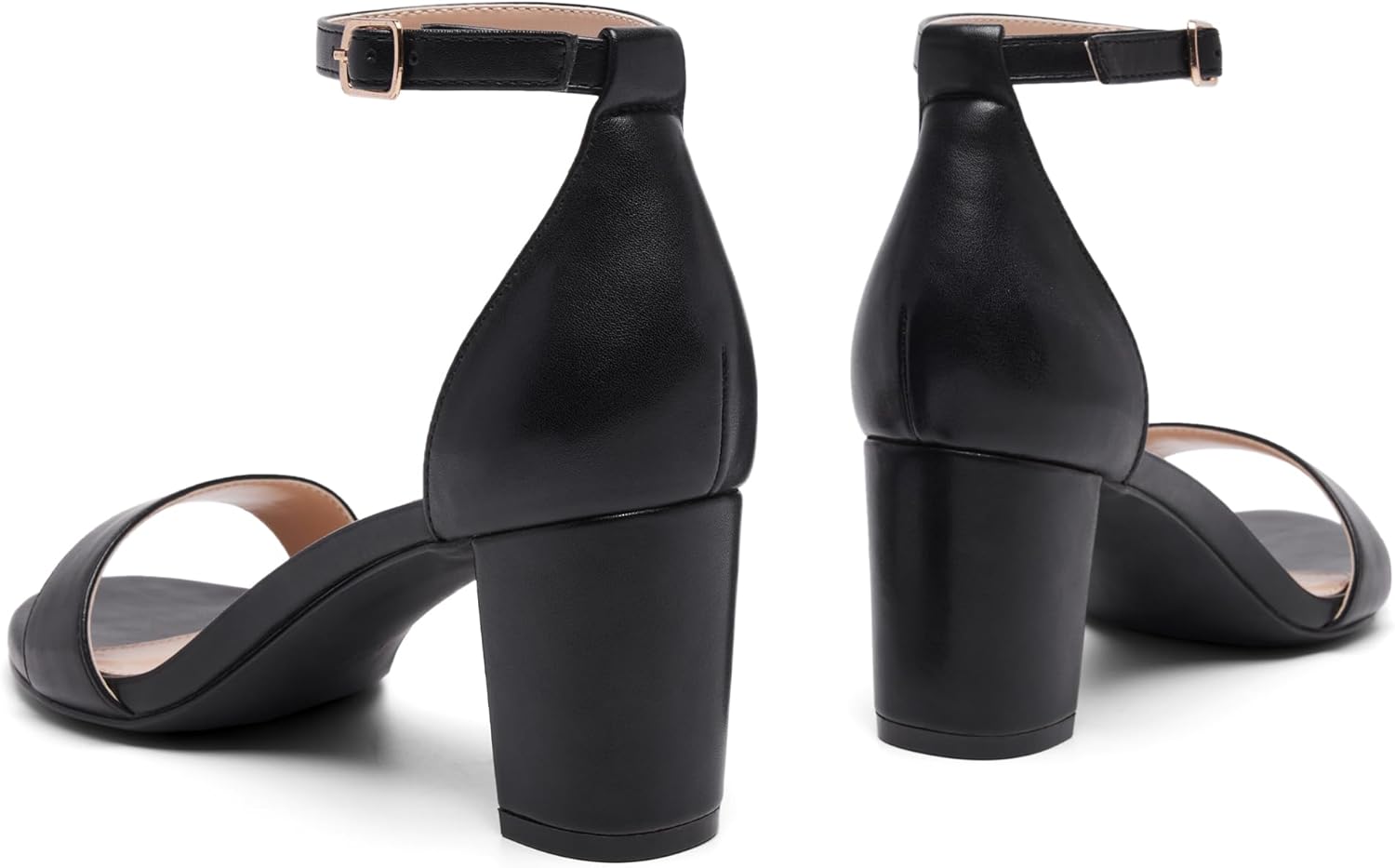 FW FRAN WILLOR Women Open Toe Low Chunky Short Heels Ankle Strap Block Heel Sandals Party Dress Wedding Pump Shoes