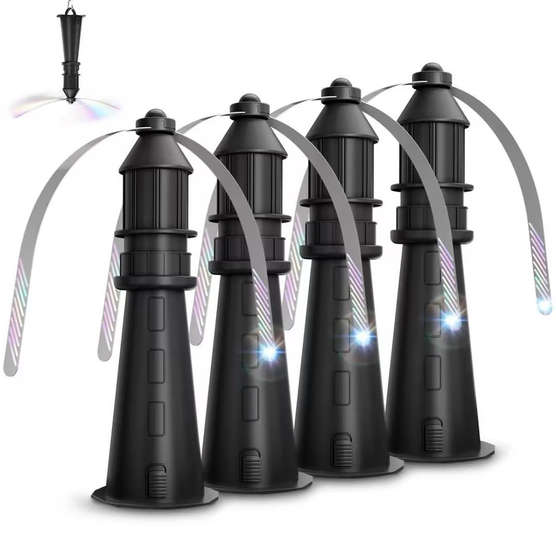 Ventilateur Anti, Mouche de Table avec pales holographiques, Suspendu pour intérieur/extérieur, Chasse-Mouches Portable pour Camping, Jardin, terrasse, Piles Non incluses - 4Pcs