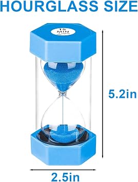 SuLiao Sand Timer 15 Minute Hourglass, Small Blue Plastic Sand Clock 15 Minutes, Sand Watch 15 Min, Hour Glass Colored Sandglass Timer for Kids, Games, Classroom, Decorative
