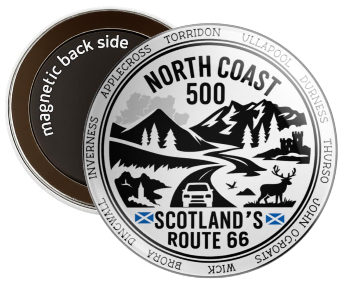 North Coast 500 Scotland's road 66, Round Decorative Fridge Magnet