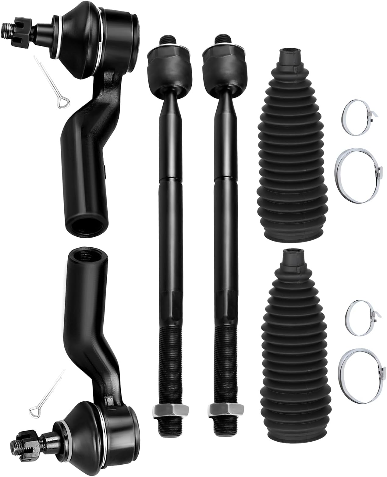 SCITOO 6-PC SET Suspension Kit For 2004-2013 For Mazda 3 2009-2013 For Mazda 3 Sport 2006-2010 2012-2017 For Mazda 5 Front Inner Outer Tie Rod End Steering Boot