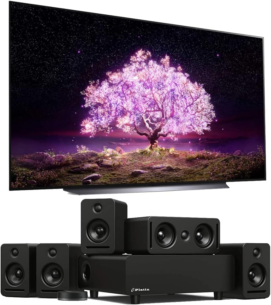 LG OLED65C1PUB 65 Inch 4K Smart OLED TV with AI ThinQ Bundle with Platin Monaco 5.1 5-Speaker Audio System with WiSA SoundSend Transmitter