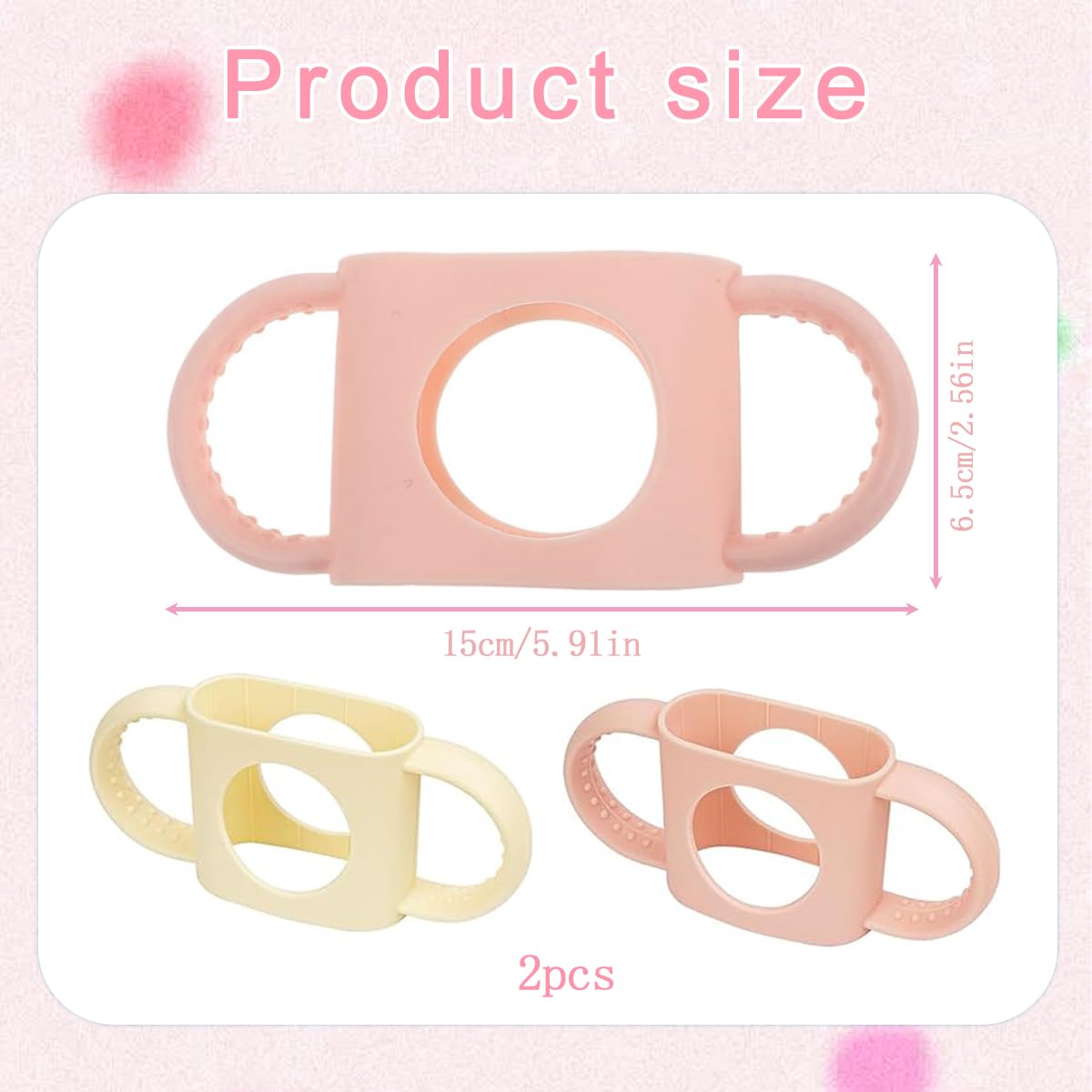 2 Pcs Baby Bottle Handles Compatible with Dr Brown 8oz/250mL Slender Bottles, Silicone Wide-Neck Baby Bottle Handle - Image 2