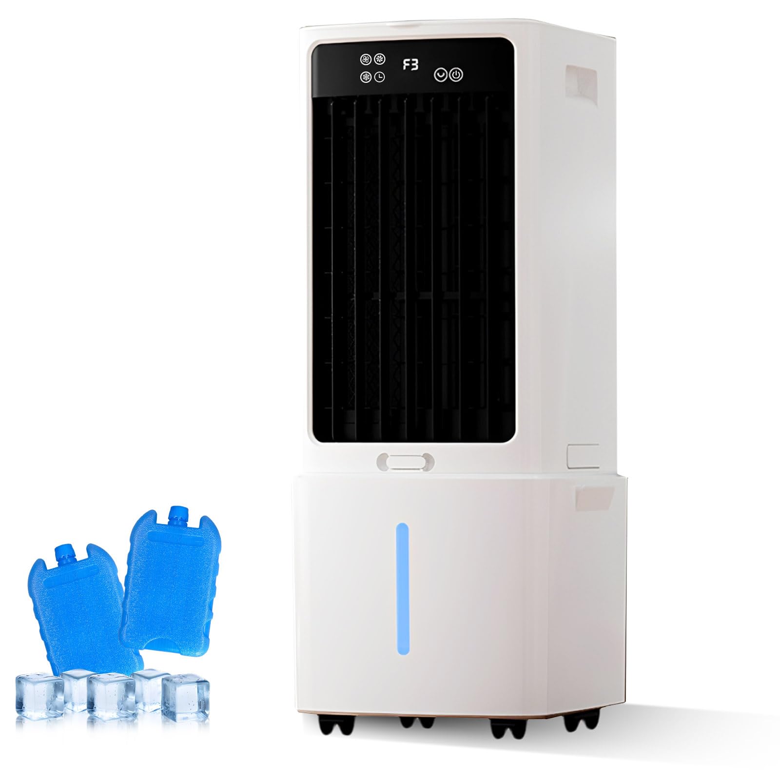 Enfriador de Aire 12L Sin Instalación, 800 m³/h Ventilador Evaporativo con Mando a Distancia, Temporizador 12H, 90°