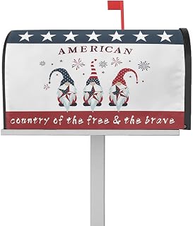 Mailbox Cover Magnetic Independence Day USA Flag Star Gnomes Mailbox Covers Standard Size 21x18in,Mailbox Covers Wrap Post Letter Box Cover for Garden Yard Outdoor Decor Farm Truck Patriotic Firework