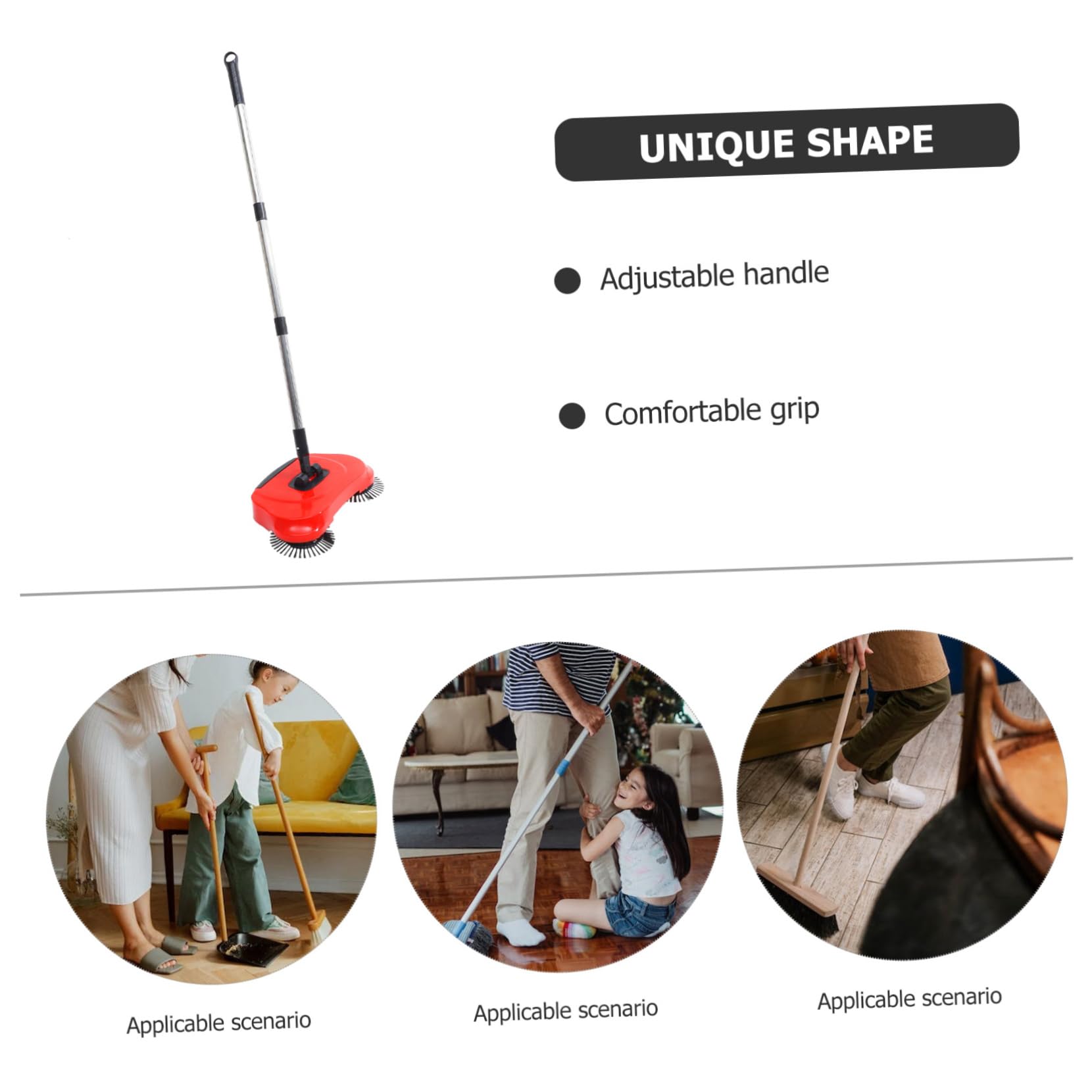 Escoba Barredora de Mano Multifunción para Limpieza del Hogar, Mango Ajustable y Material ABS y Acero Inoxidable, Adecuado para Suelos de Mármol