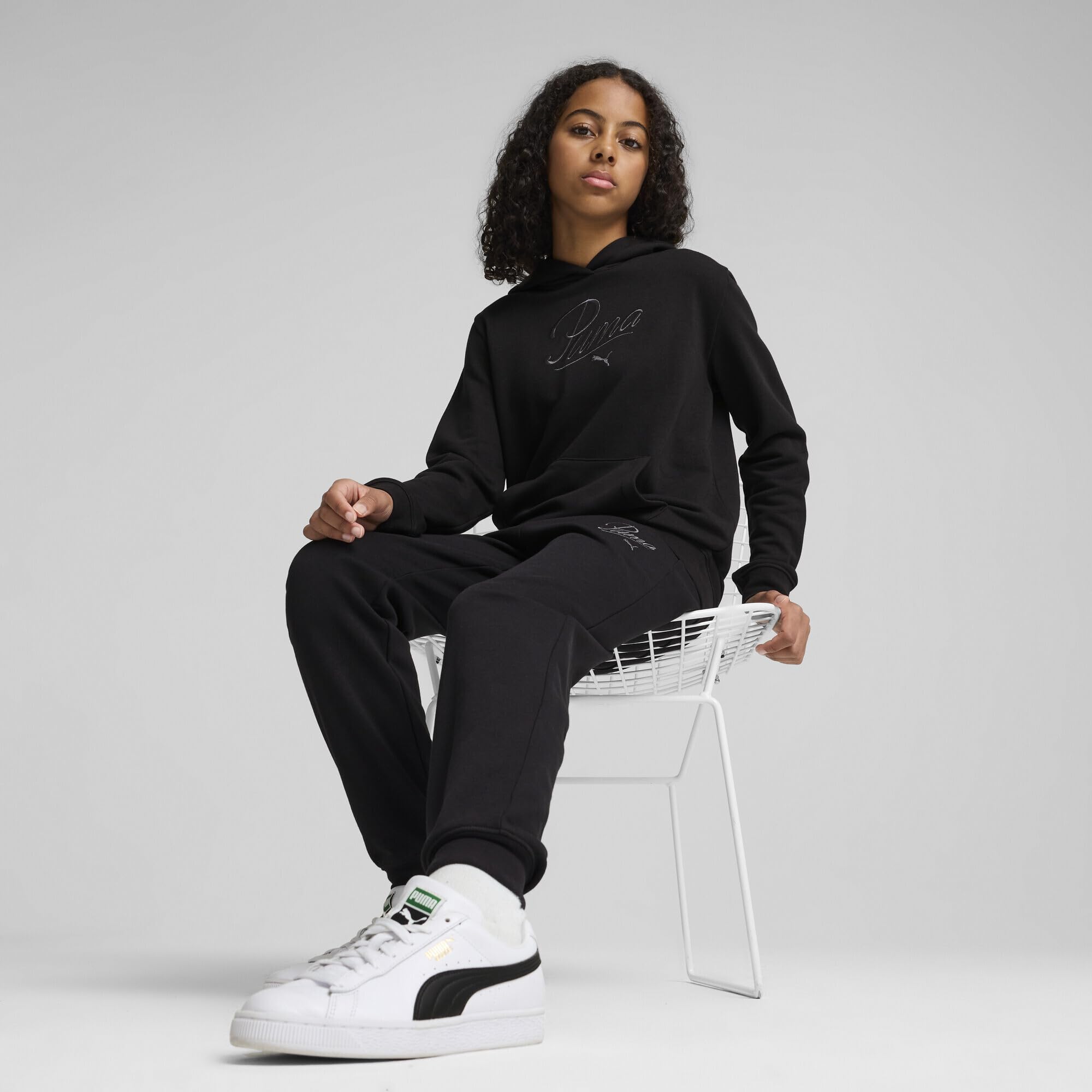 PUMA ESS Script Sweatpants TR G - Pantalones de Punto Niñas
