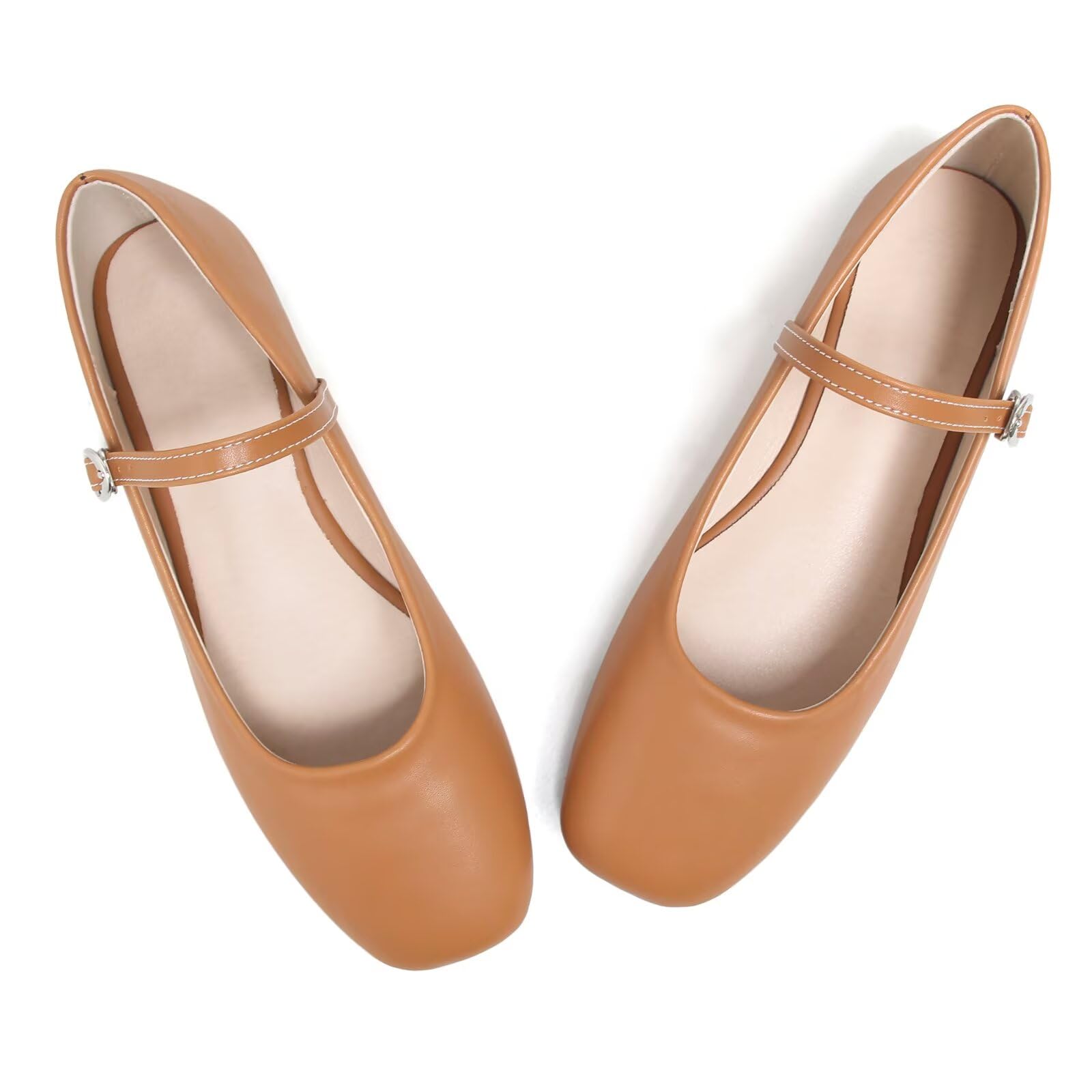 LUXINYU Women's Slip on Flats,Classy Round Toe Solid Classic Mary Jane Ballet Dance Shoes Soft Comfortable PU Flat Shoes