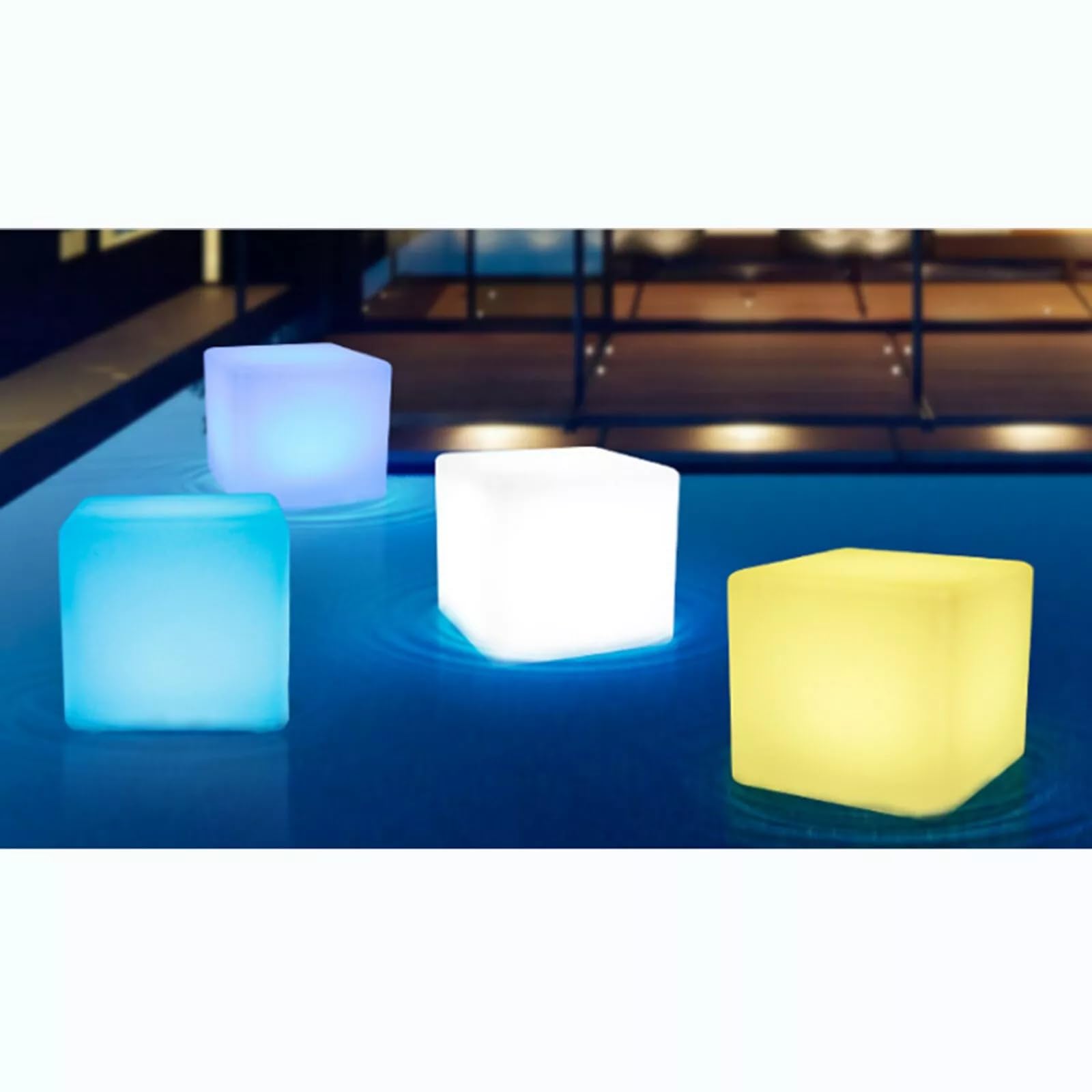 Hocker Leuchtwürfel, Sitzwürfel mit RGB LED Einstellbare Lichtfarben Stuhl Sitz, Leuchtwürfel Hocker, LED Würfel Erstklassiger Sitz, Wasserdicht Cube Outdoor