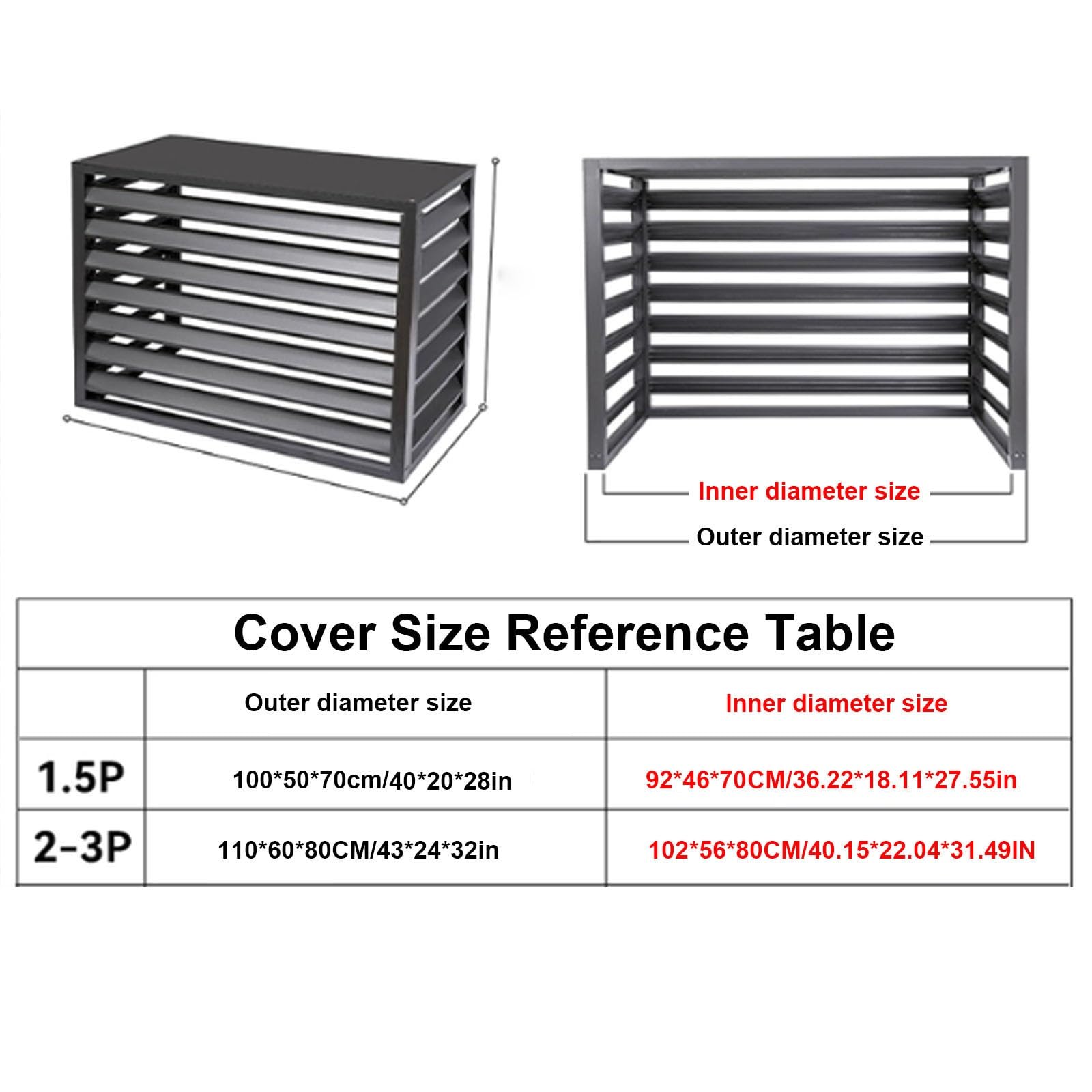 Cubierta de unidad exterior de aluminio antirrobo y protección de bomba de calor, reducción de ruido, resistente a la intemperie, para uso en interiores y exteriores, se adapta a todas las unidades
