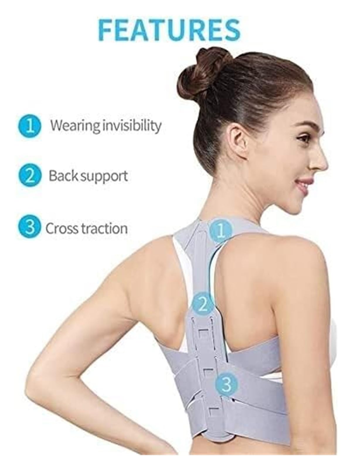 Correttore Postura Uomo Donna, Cintura di Supporto for la Schiena, correttore posturale Regolabile(Blue,Large)
