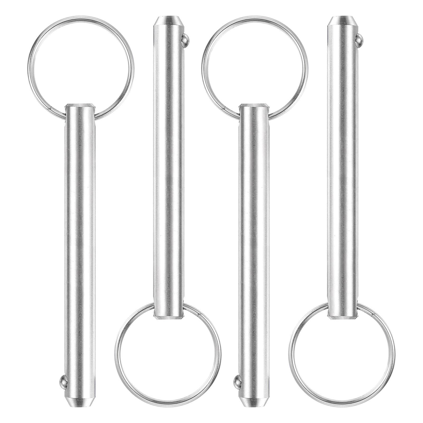 QUARKZMAN 4 Stück Steckbolzen mit Kugelsicherung, 9.5mmx76mm Schnellverschlussstifte 316 Edelstahl Marinezubehör Für Marine Bergsitze Schiffseinrichtung Schiffbau Silber