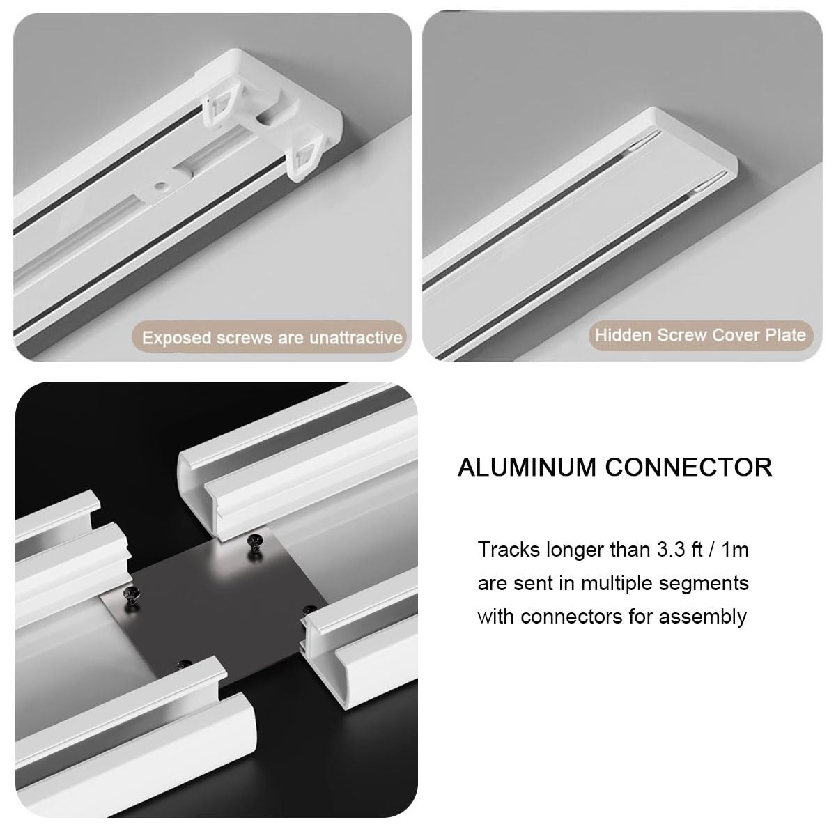 Adjuble Double ain Track System - 2-warstwowy aluminiowy pręt montowany na suficie, 60-680 cm, ciche ślizganie do przesuwnych otworów i przegród pomieszczeń, biały (430 cm)