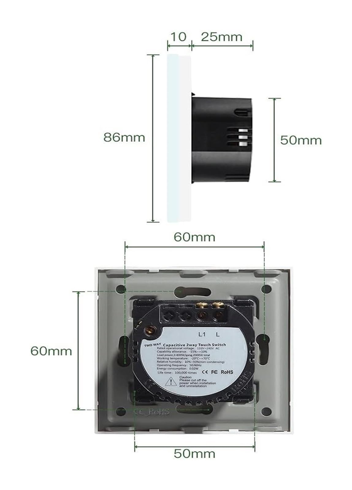 Touch Screen Lichtschalter Glas Lichtschalter Smart Lichtschalter 1 Taste Touch Glas Panel Multicolor 2 Wege