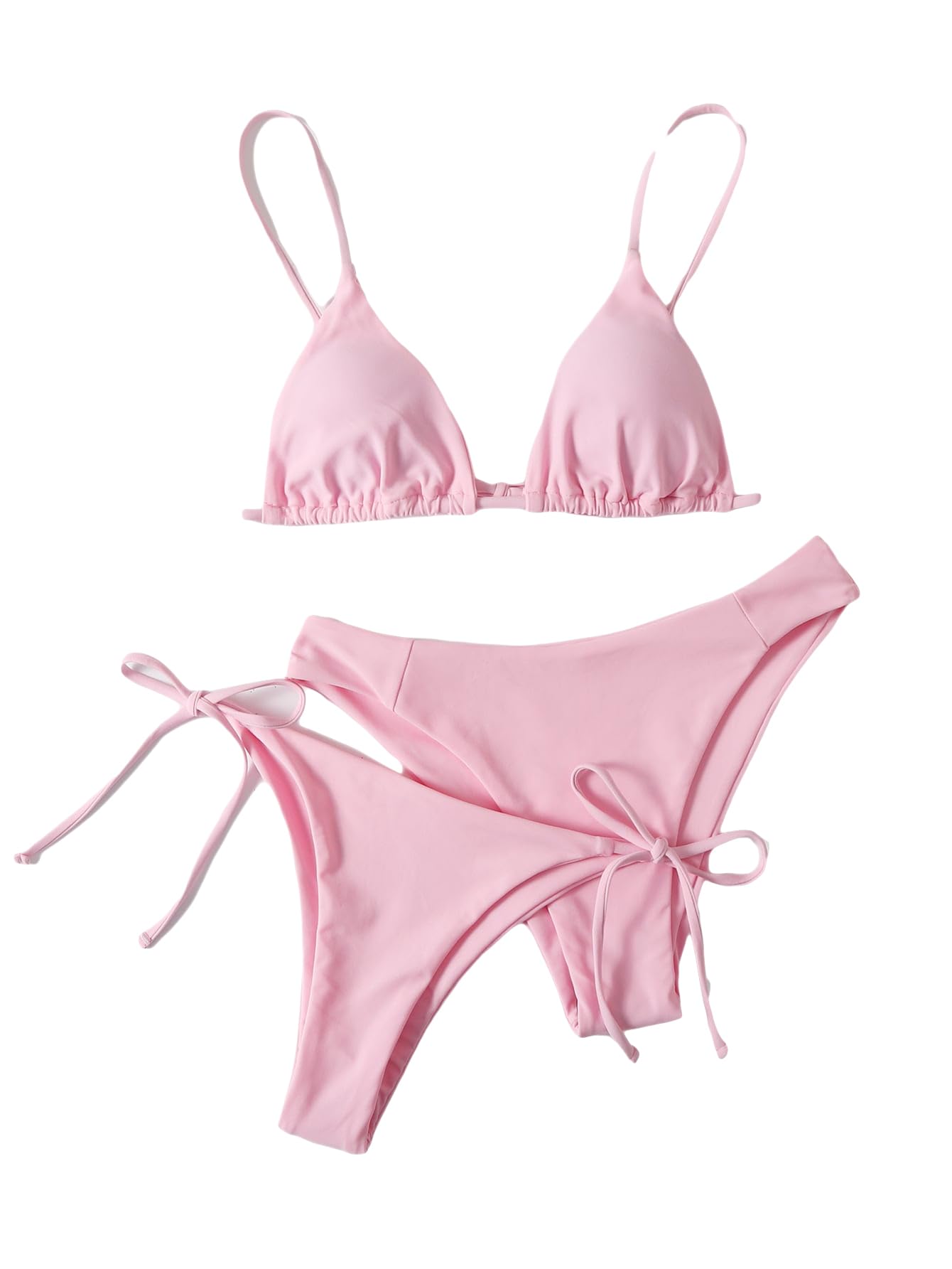 Women's 3 Piece Triangle Tie Side High Cut Thong Bikini Swimsuit