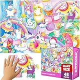 QUOKKA Riesen-Bodenpuzzle Für Kinder Von 4-6 Jahren - Extra Dickes 48-Teiliges Kleinkindpuzzle Für Kinder Von 3-5 Jahren - Einhorn-Lernspiel Für Jungen Und Mädchen - Premium-Box Mit Stabilem Griff