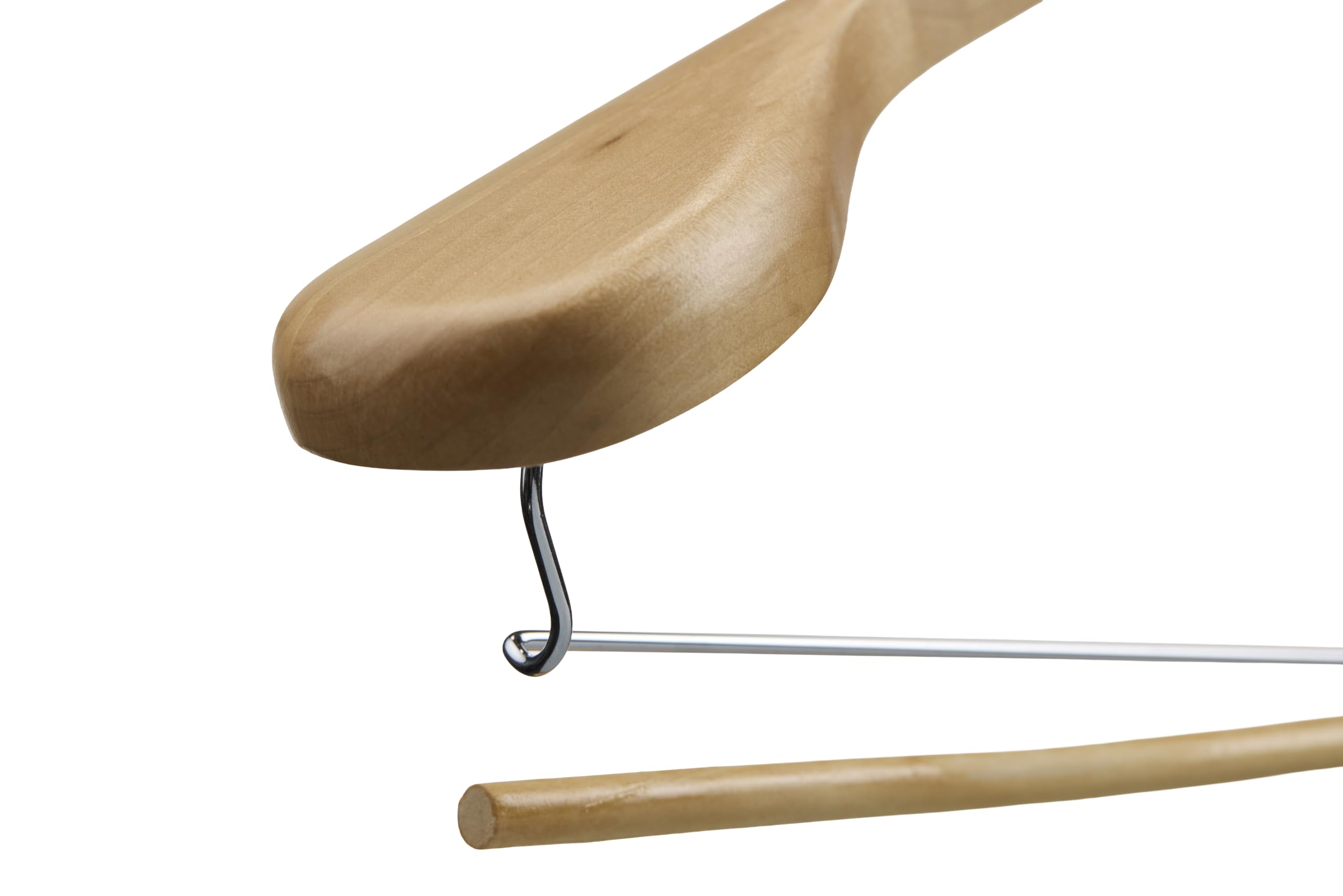 DEILSY Kleiderbügel, Holz, mit breiter Schulter, rutschfester Hosenstange und 360° drehbarem Haken, glatte Oberfläche, Kleiderbügel für Damen und Herren, strapazierfähig, 6 Stück