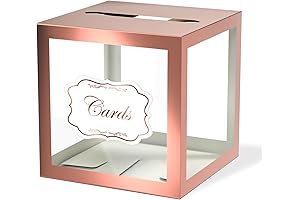 Rose Gold Clear Window Cards Box, Cards Receiving Box For Birthday, Wedding,...
