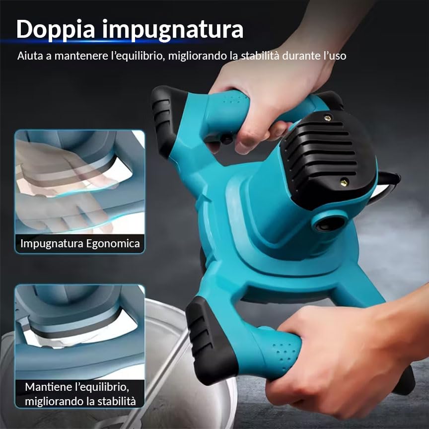 Miscelatore Cemento 2600W 6 Marce con Frusta – Agitatore Elettrico Professionale per Malta, Vernice, Colla e Intonaco – Impugnatura Ergonomica Antiscivolo e Regolazione di Velocità