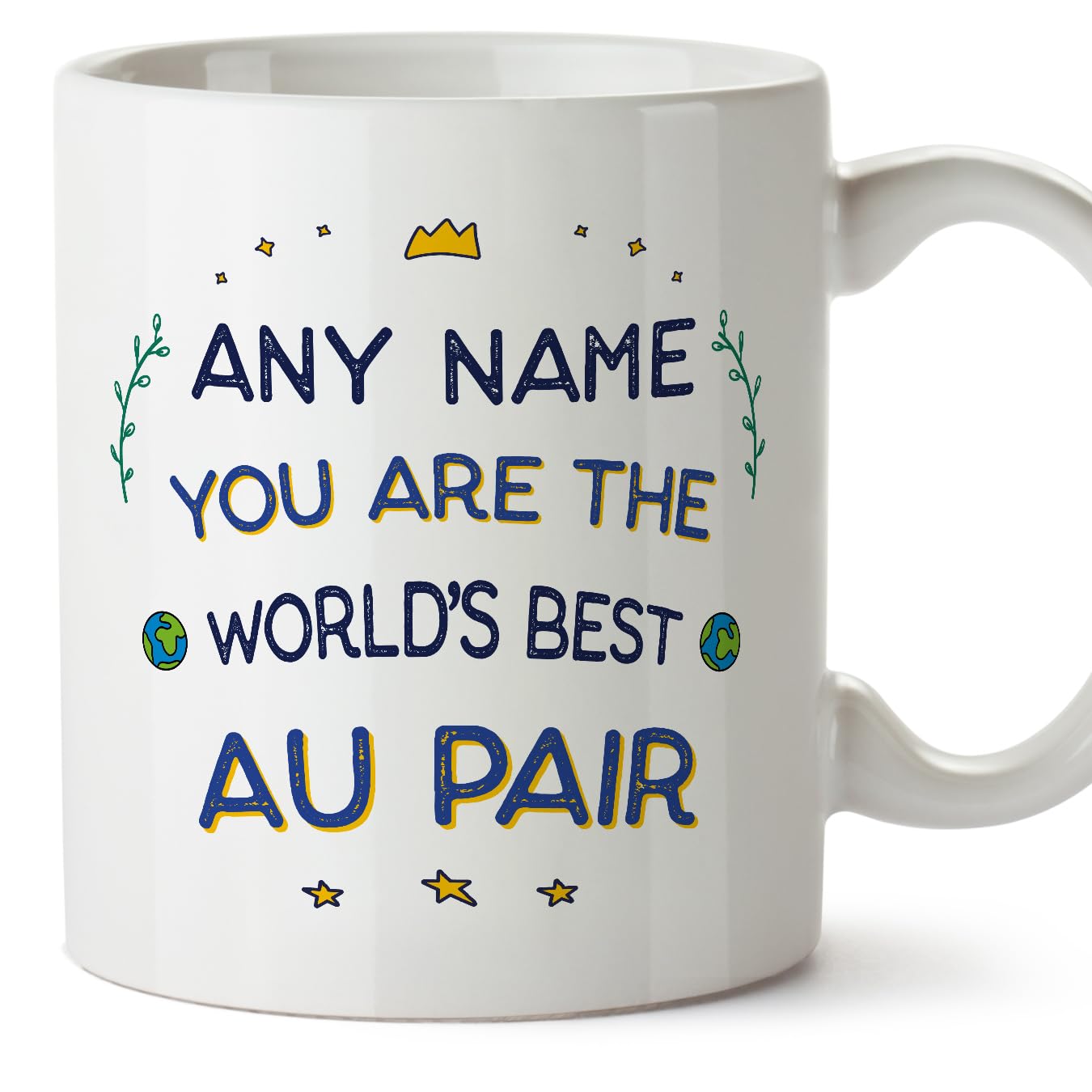 MUGFFINS Personalised Mug for AU Pair - in English - World's Best - Funny Custom Gift for Colleagues - Ceramic 11oz Mug