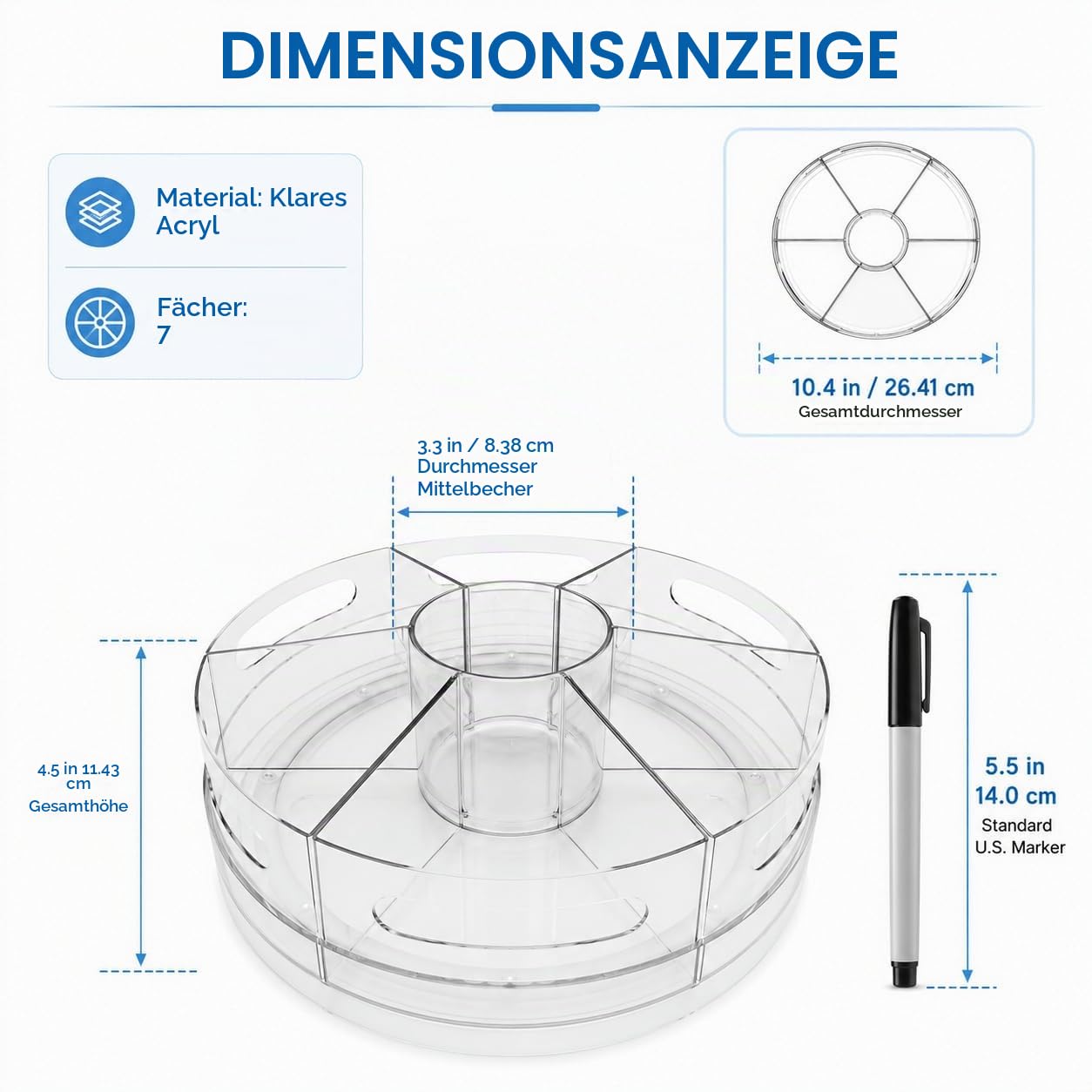 CraftGenes Transparenter drehbarer Organizer, Acryl-Stifthalter, Marker-Organizer