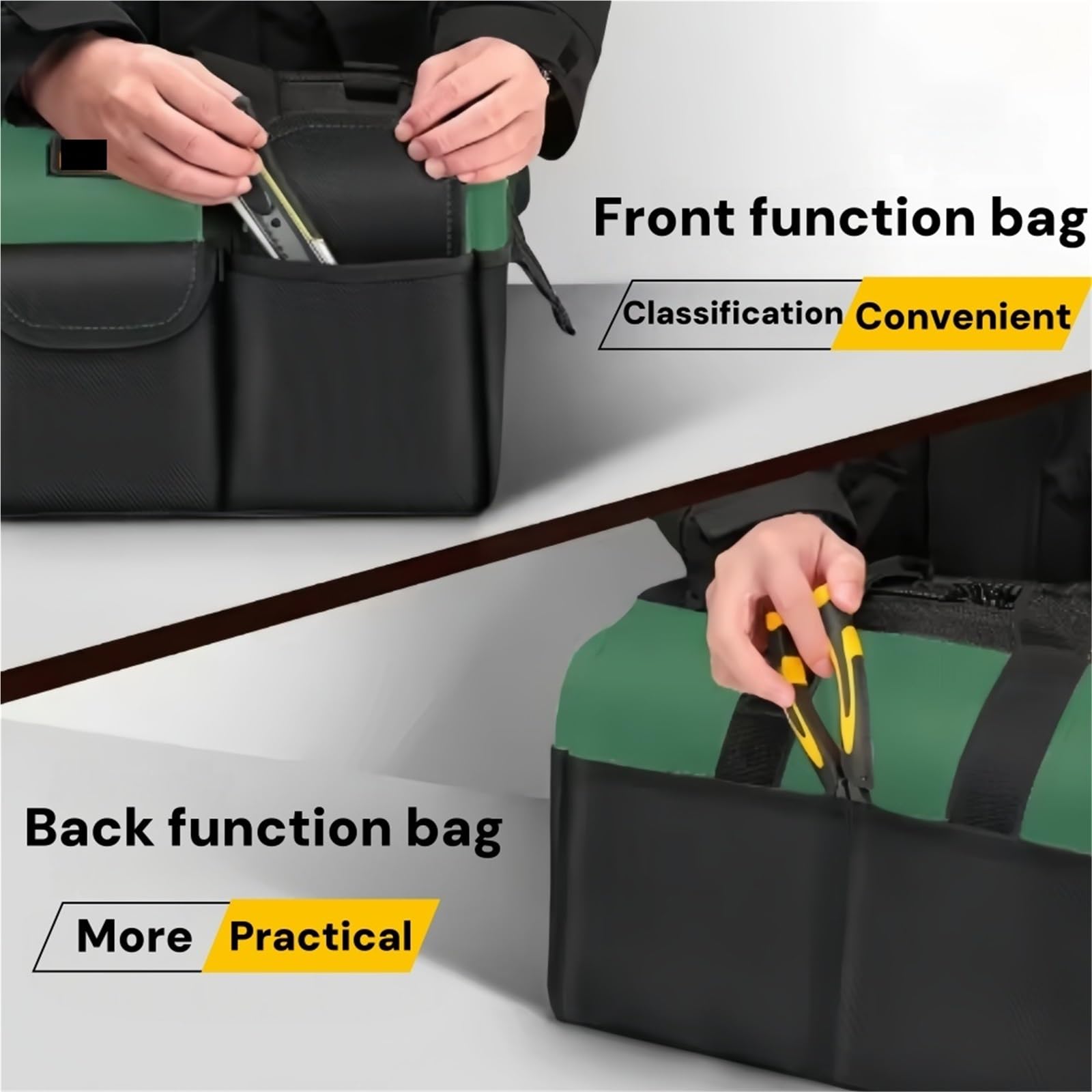 Caja de herramientas, organizador portátil for electricistas y bolsa trabajo, caja resistente con múltiples bolsillos