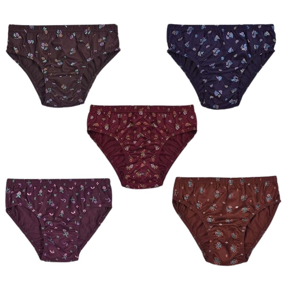 lilslim ENA Print | Women's Briefs | Full Coverage, 100% Super Soft Cotton, | Inner Elastic Waistband | Innerwear, Panties | Floral Print (Pack of 5) (Multicolor)-picture-22