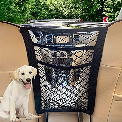 Universal Elastic Mesh Net Trunk Bag, 3-Layer Pet Barrier, Dog Net Barrier for Car Backseat, Car Net Pocket Between Seats (2PCS) Cover