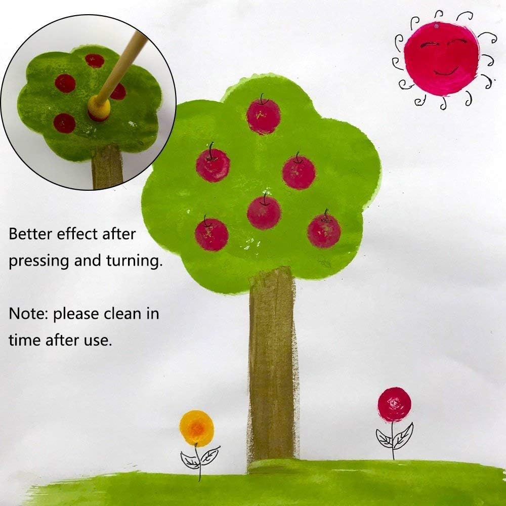 WAFJAMF 20-Pieces Assorted Size Round Sponges Brush Set, Paint Tools for Kids