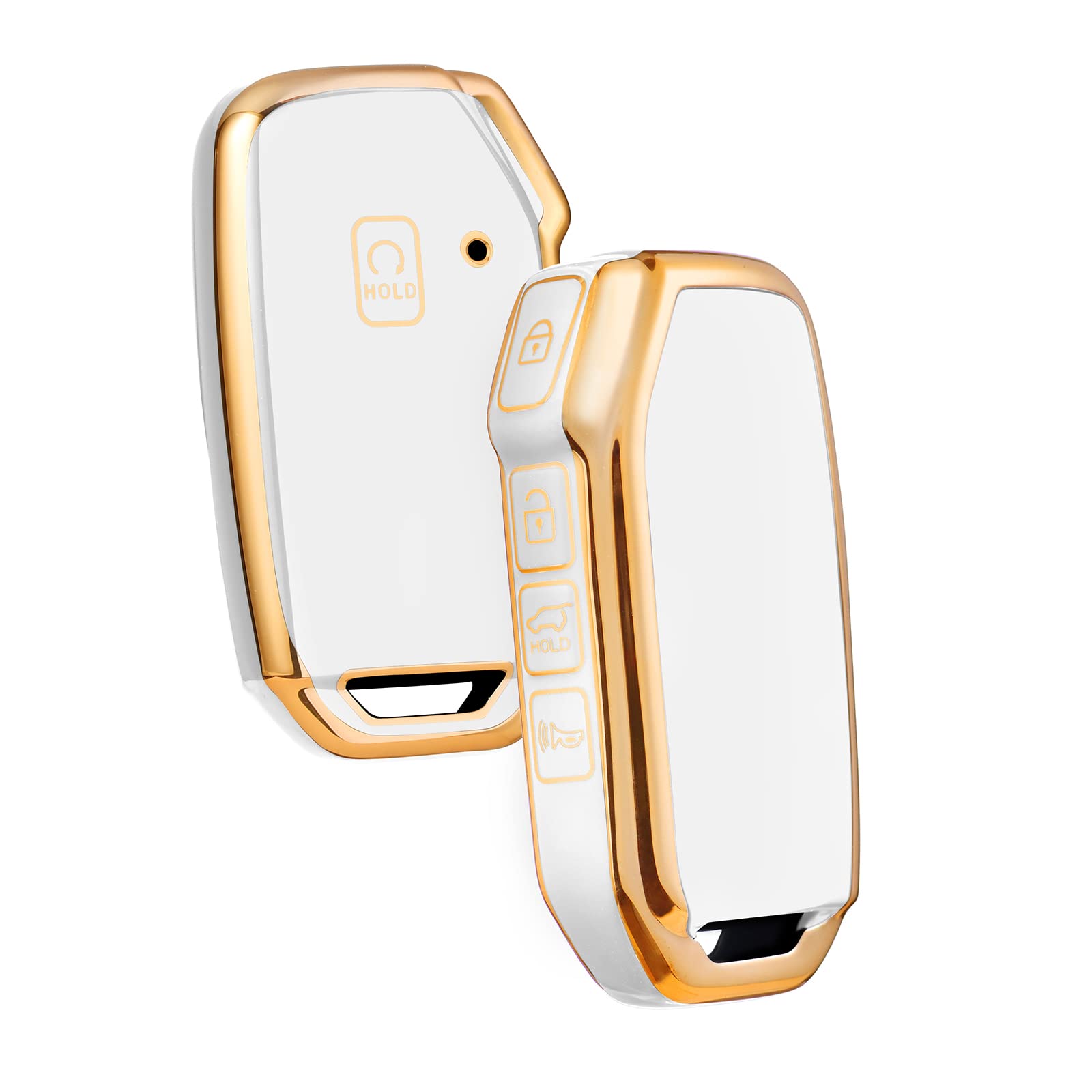 ELOHEI Key Fob Cover for Kia, Key Fob Case for 2019-2022 Kia Soul Forte Telluride K5/K3 Seltos NIRO Sportage Sorento Premium Soft TPU 361 Degree Full Protection (White)