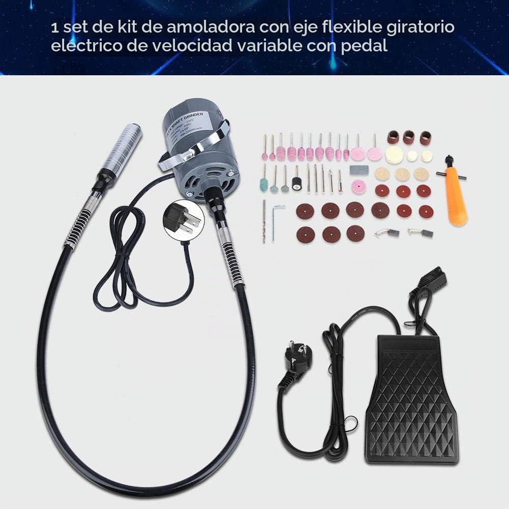 Amoladora de eje flexible, resistente y duradero 53 piezas/juego Velocidades variables Rotary eléctrico Juego de amoladora de eje flexible con pedal 800-23000 RPM 0.3-4.0MM