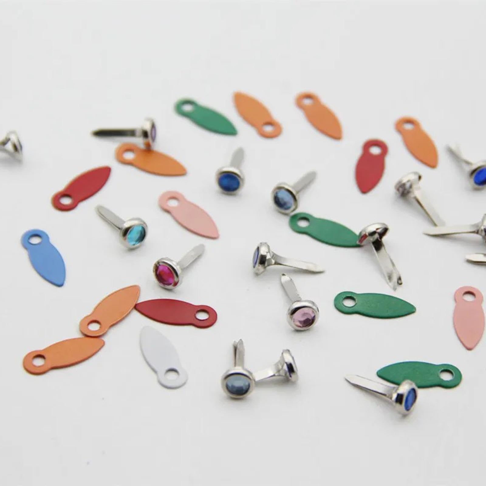 100x Mini Brads 100Pcs Picture Frame Turn Buttons, Portable Gift Round Metal Brads for DIY Projects, Photos Paintings