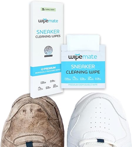 WIPEMATE Limpiador desechable para tenis y suelas, toallitas de limpieza prémium empaquetadas individualmente, elimina la suciedad, la suciedad y