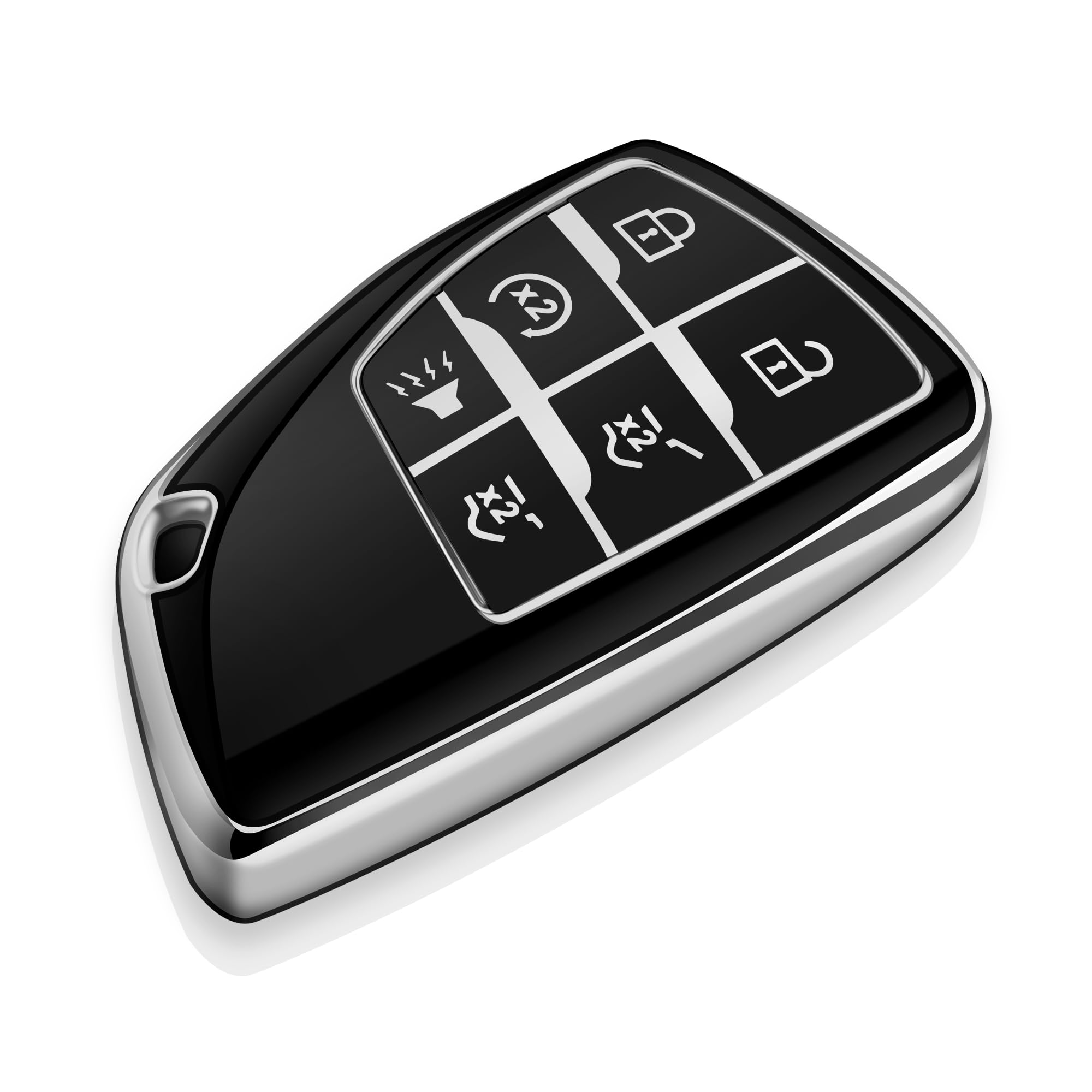 Tukellen for Chevy Key Fob Cover Soft TPU Full Protection Key Case Compatible with 2022 2023 2024 Silverado 1500 GMC Sierra 1500, 2024 Silverado Sierra 2500HD 3500HD (Silver, 6 Buttons)
